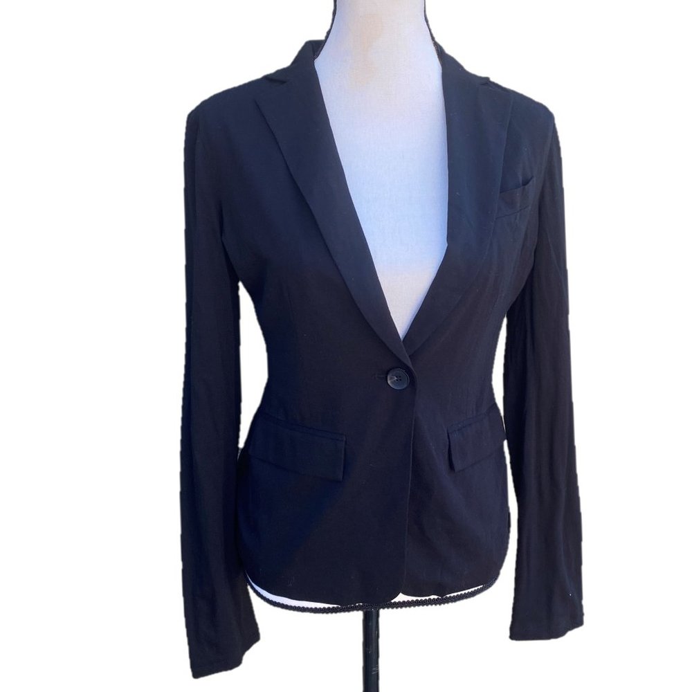 BCBG Max Azria Womens Jacket Blazer Size XS Black Long Sleeve Pocket Draped NEW